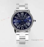 Swiss AAA Replica Ronde Solo de Cartier 9015 Watch Blue Dial Stainless Steel